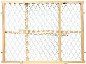 Four Paws Safety Gate Tall Wood Frame W/Coated Wire 29.5-50" X 32"