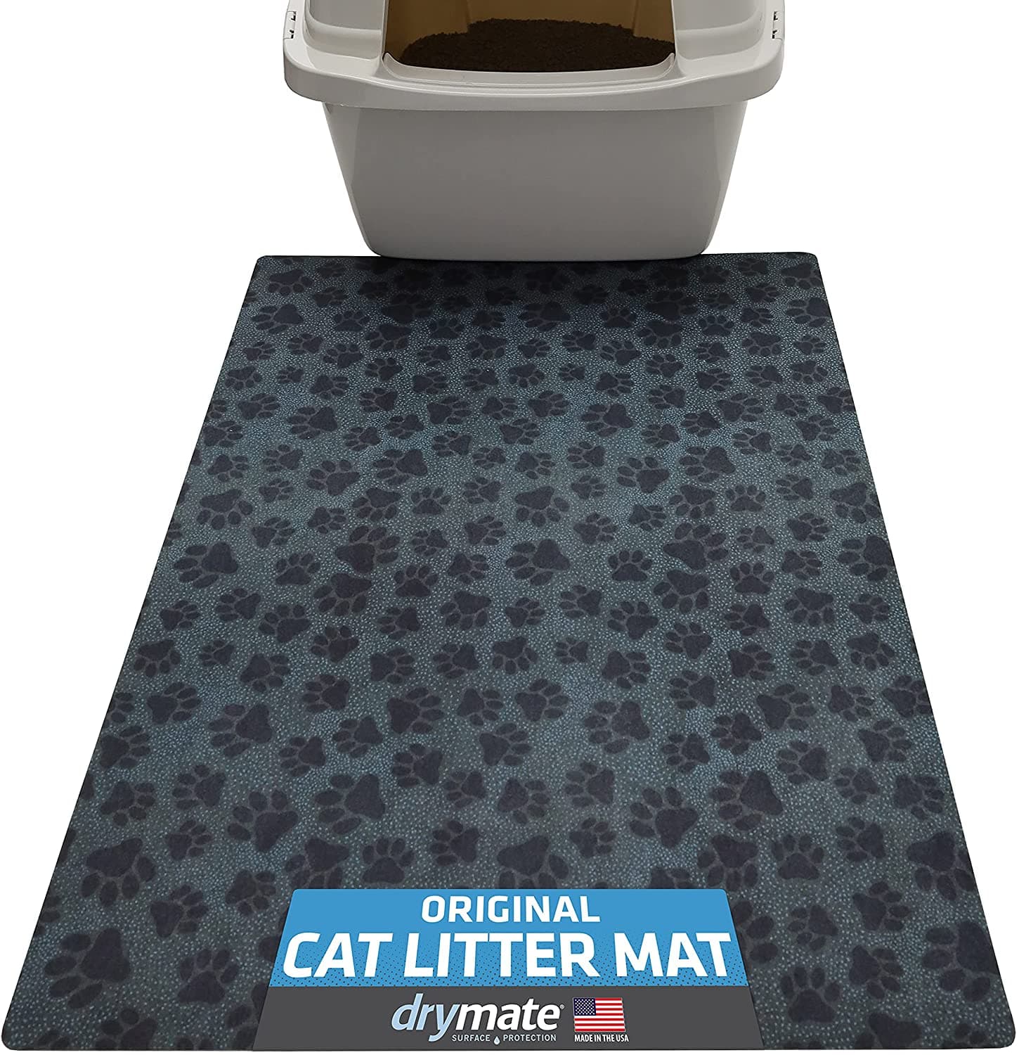 Drymate Cat Litter Mats Paw Dots Black 20 X 28 Inch / 51 X 71 Cm