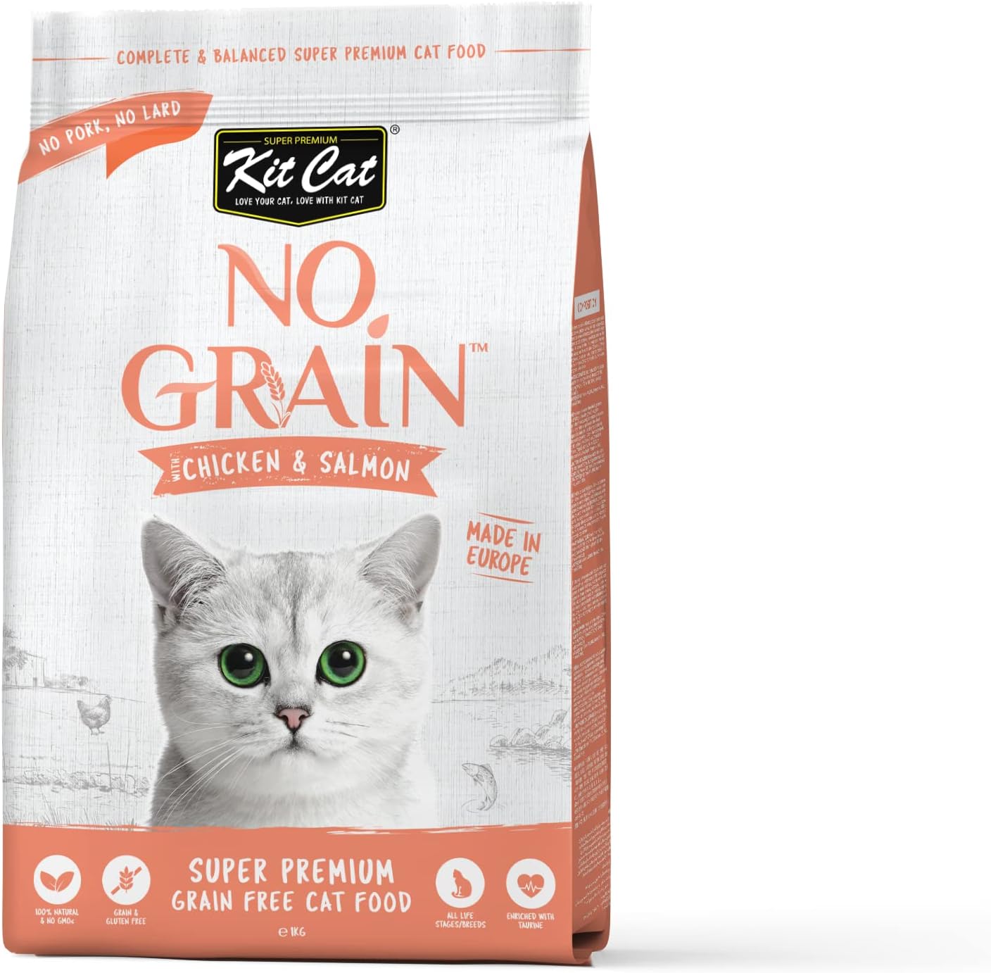 Kit Cat No Grain Super Premium Cat Food With Chicken & Salmon 1Kg