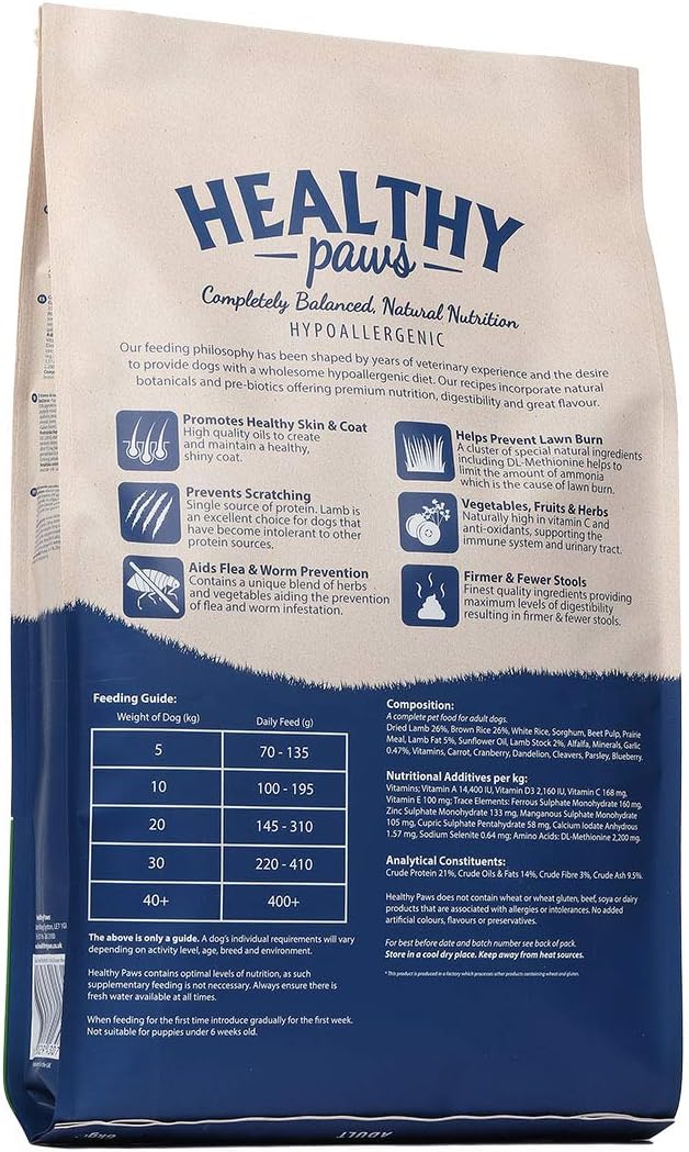 Healthy Paws Grass Fed British Lamb & Brown Rice Adult 6kg