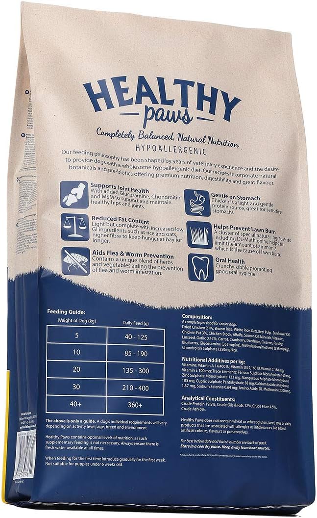 Healthy Paws British Free-Run Chicken & Brown Rice Senior/Light 6kg