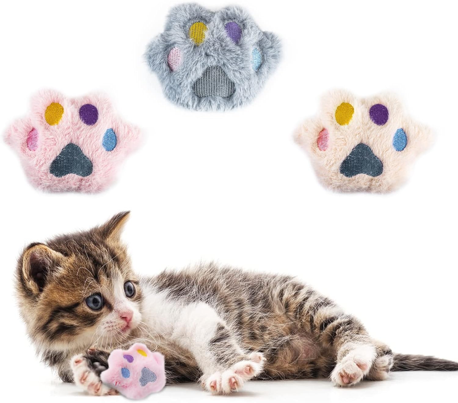 Wild Catz Pawz Plush Catnip Cat Toy with Multicolours 8 x 10cm