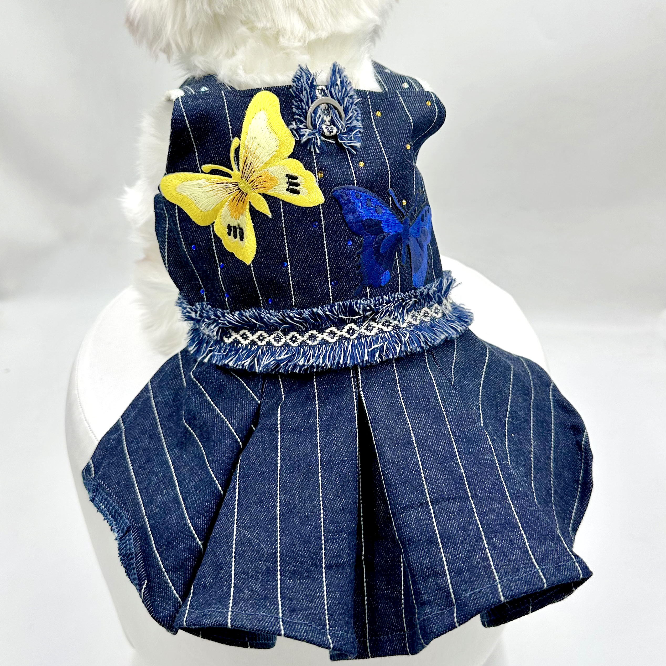 Coco Pets Butterfly Denim Dress- SML