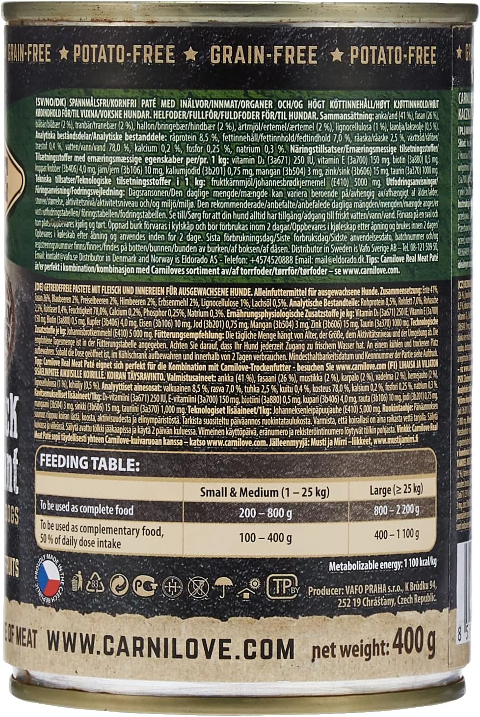 Carnilove Duck & Pheasant for Adult Dogs (Wet Food Cans) 400g
