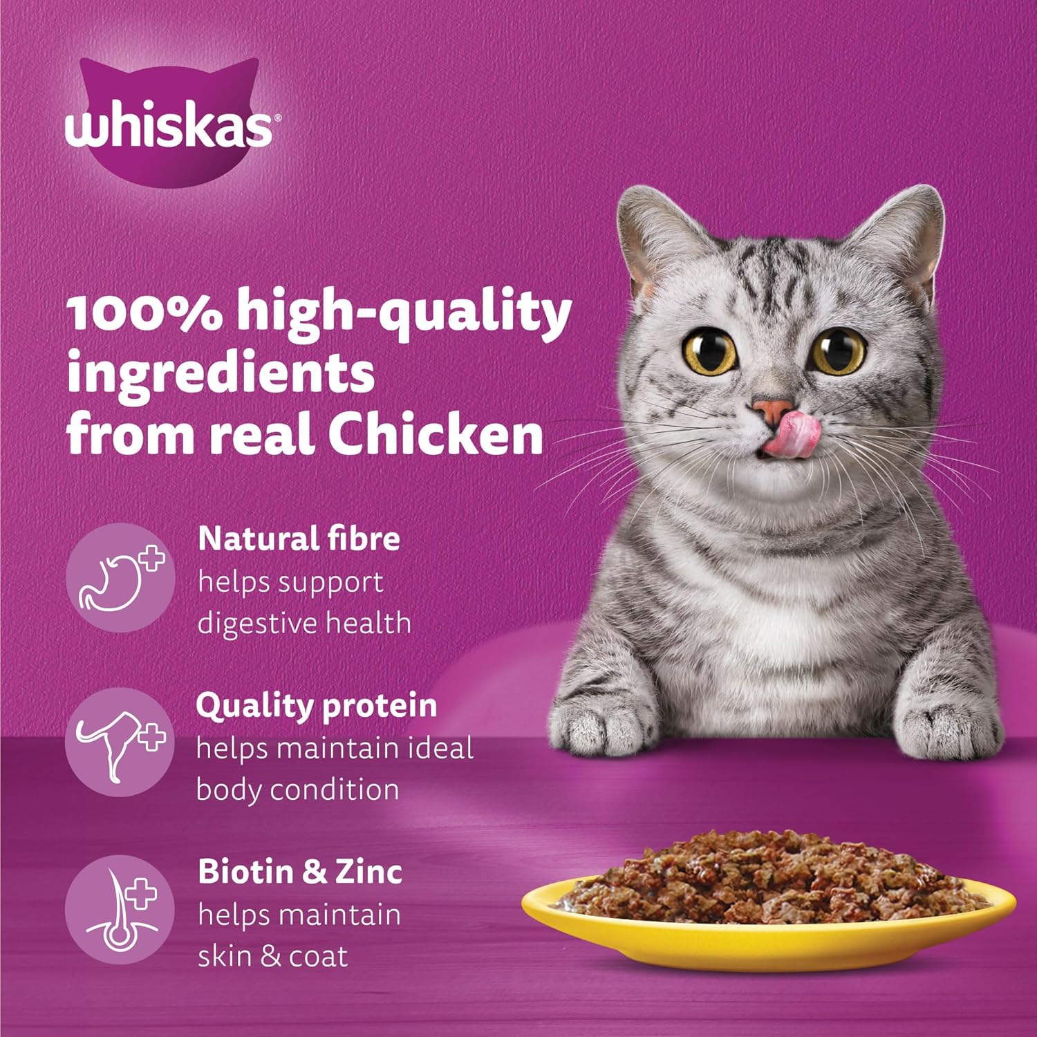 Whiskas Chicken Gravy wet food 80g (Pack of 12 x 80g)