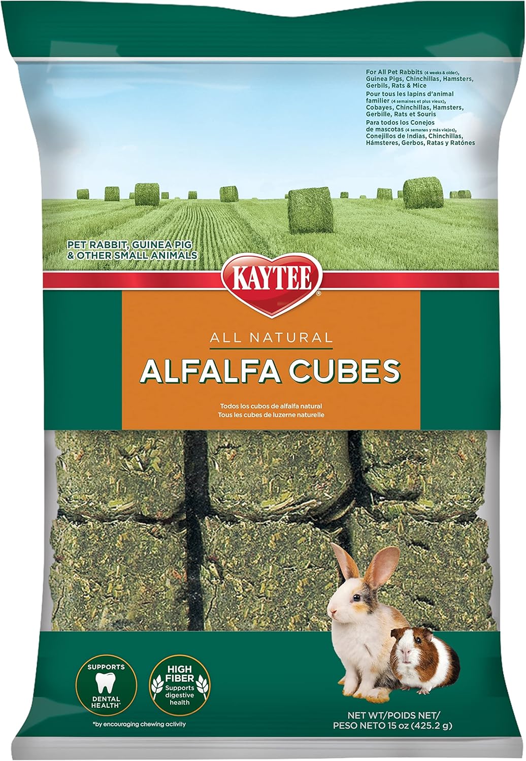 Kaytee KT Alfalfa Cubes, Small Animal Food, 6/15OZ/500g