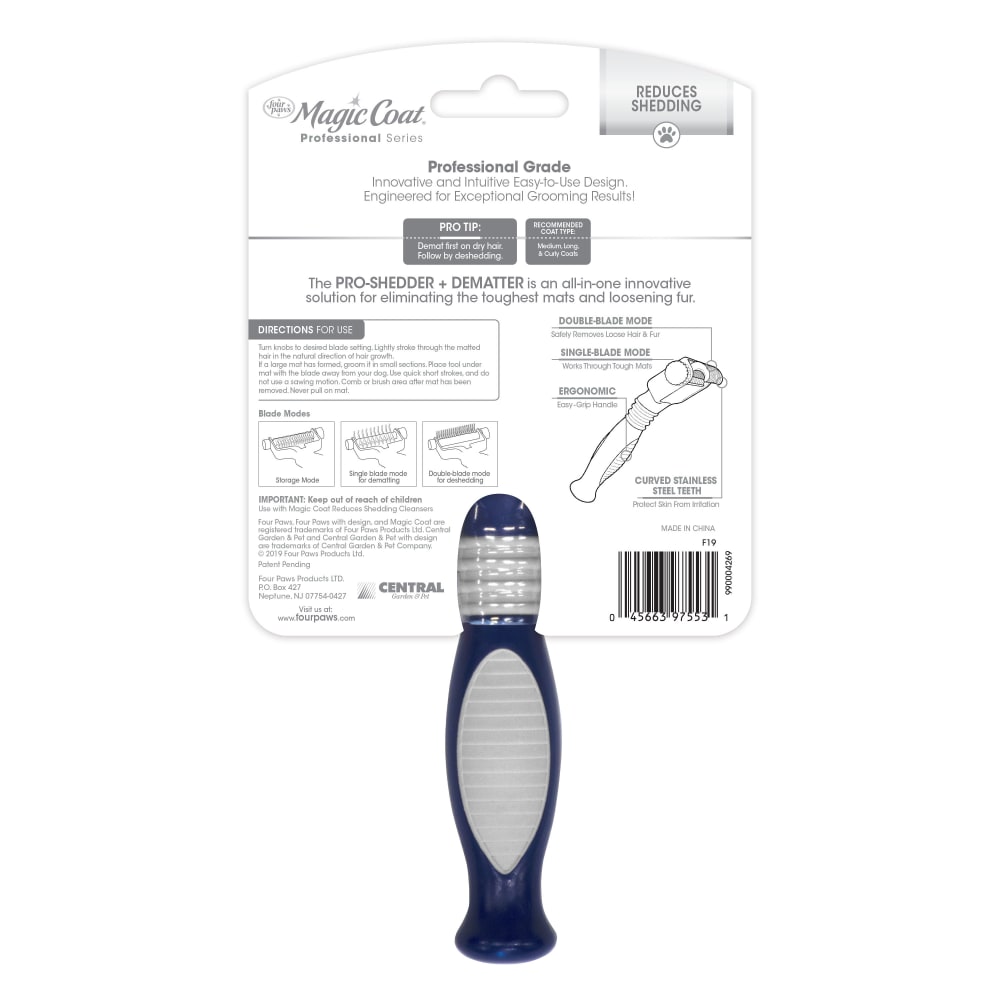 Four Paws Magic Coat Professional Series 2-In-1 Quick Shed Dematter Tool  One Size