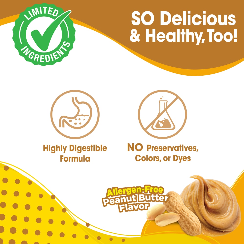 Nylabone Nubz Peanut Butter 2Ct Card (Not In Shelf Tray) Grande Edible Treats