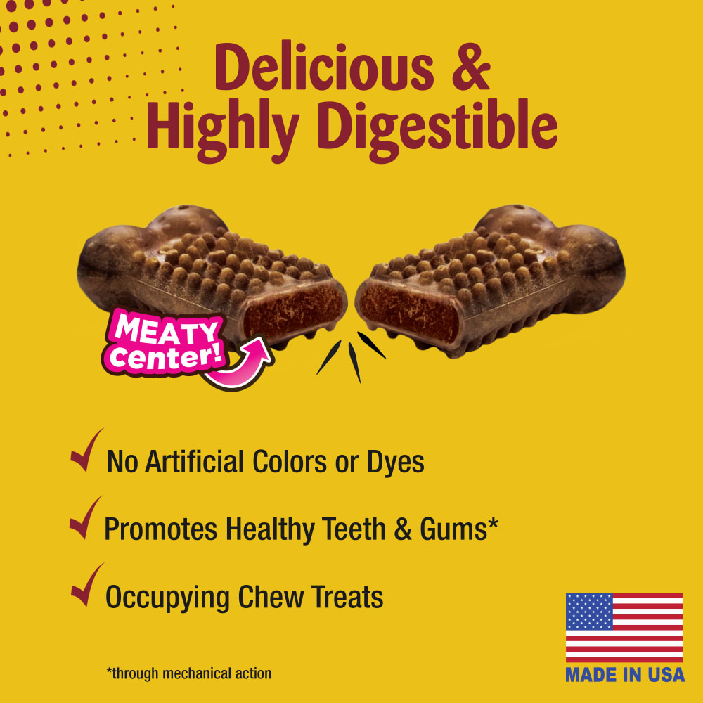 Nylabone Nubz Beef With Meaty Center 2Ct Card (In Shelf Tray)  (April 2023)  Large Edible Treats