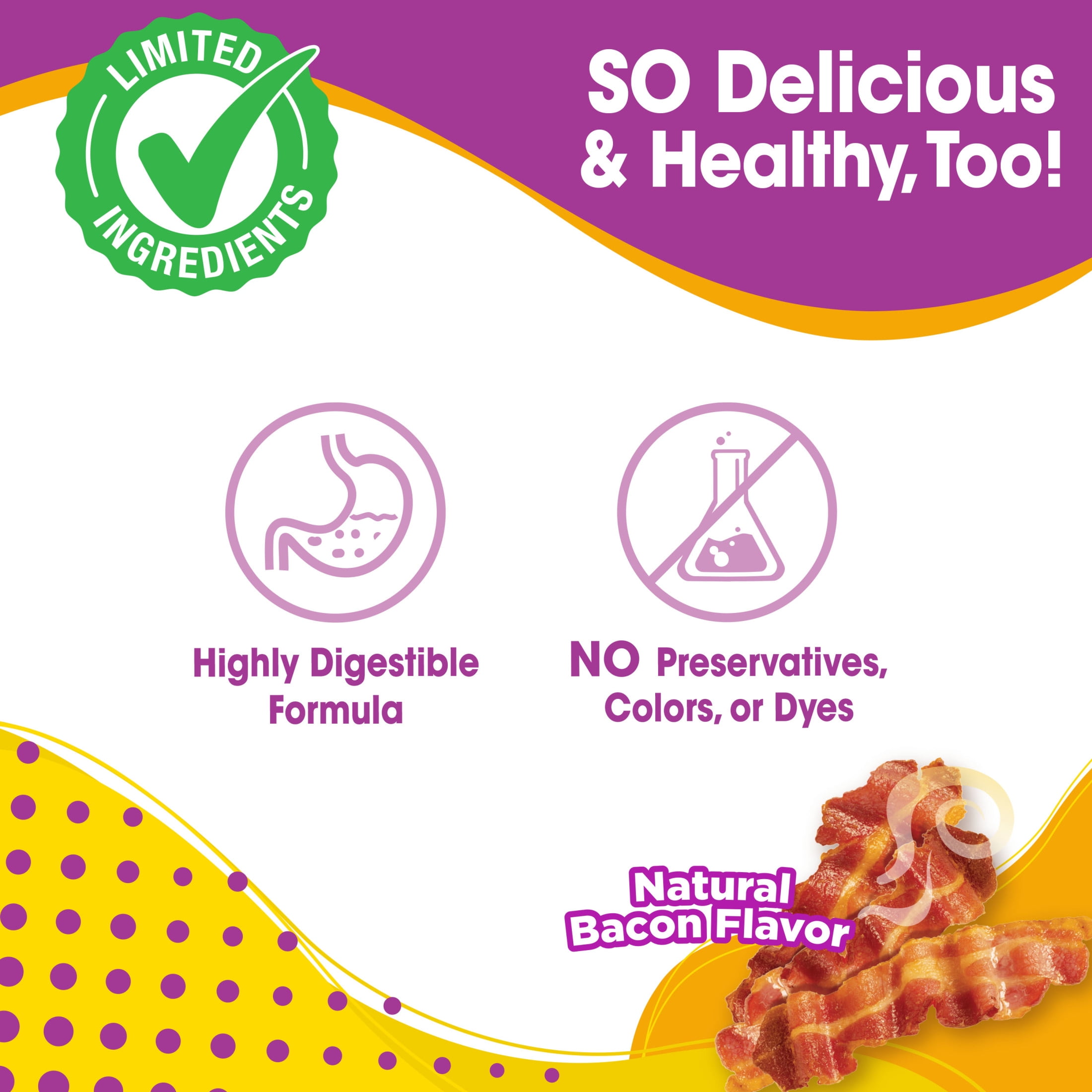 Nylabone Nubz Bacon 2Ct Card (In Shelf Tray) Jumbo Edible Treats