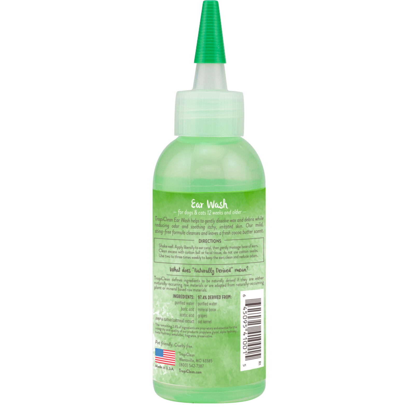 TropiClean Alcohol Free Ear Wash for Pets, 4oz