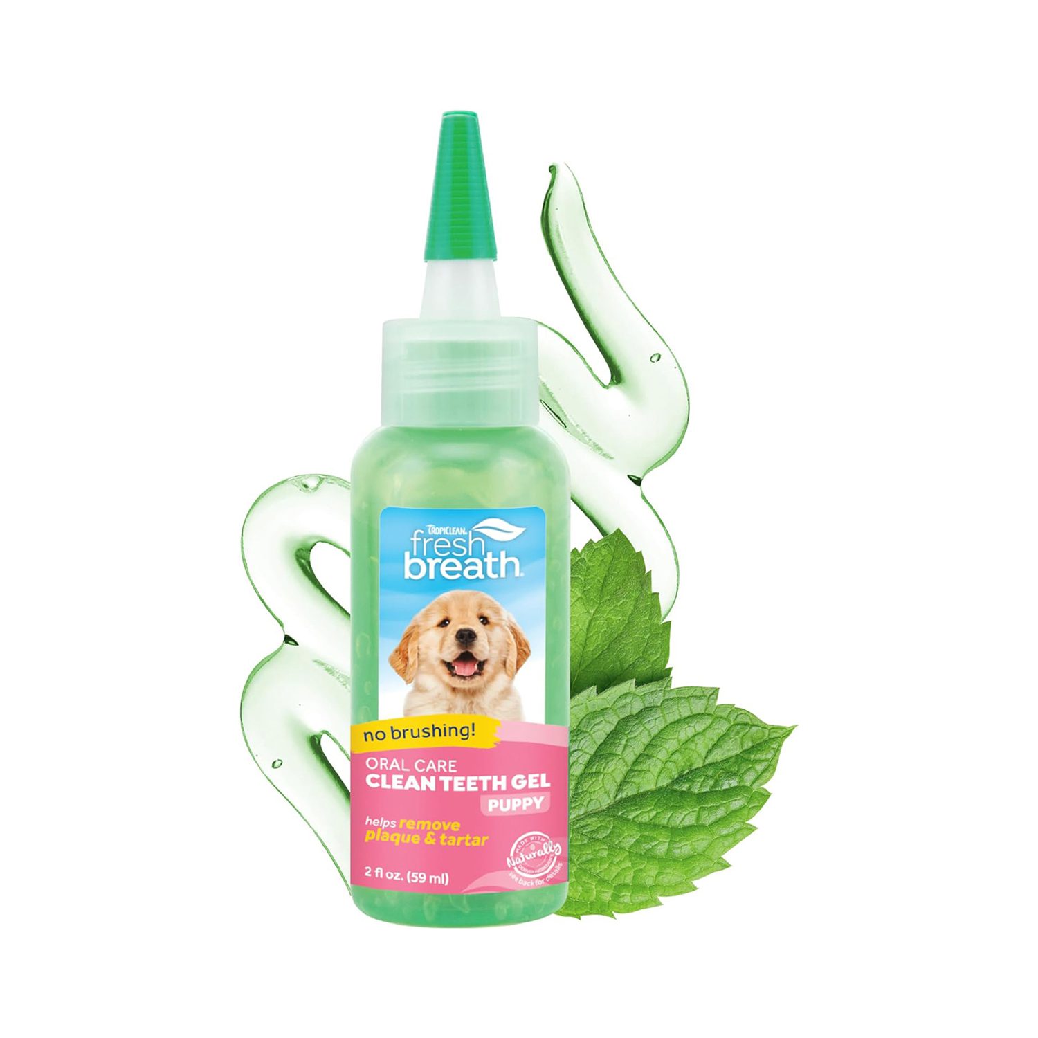 TropiClean Fresh Breath No Brushing Clean Teeth Dental & Oral Care Gel for Puppies, 2oz
