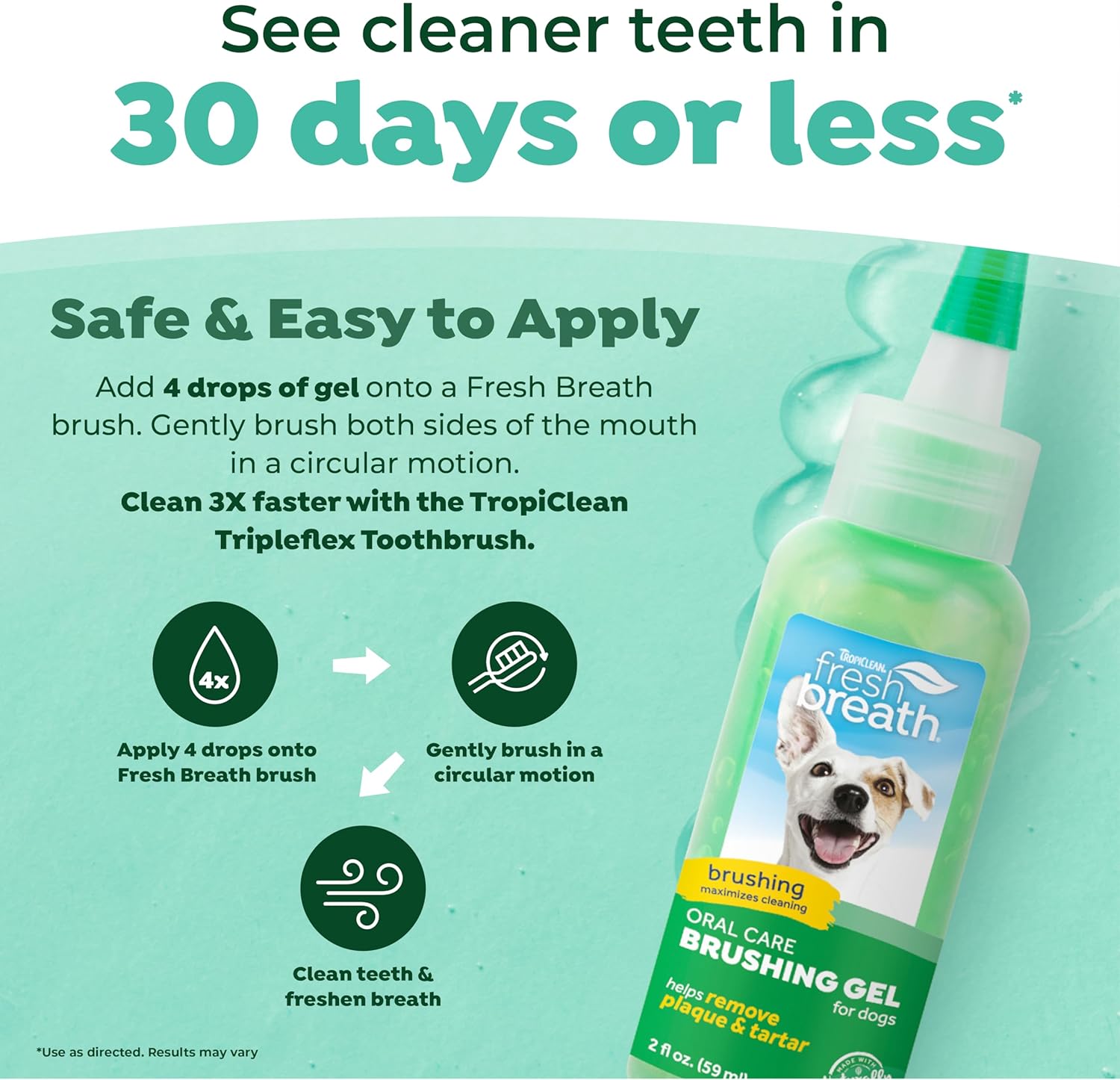 TropiClean Fresh Breath Dental & Oral Care Brushing Gel for Dogs, 2oz