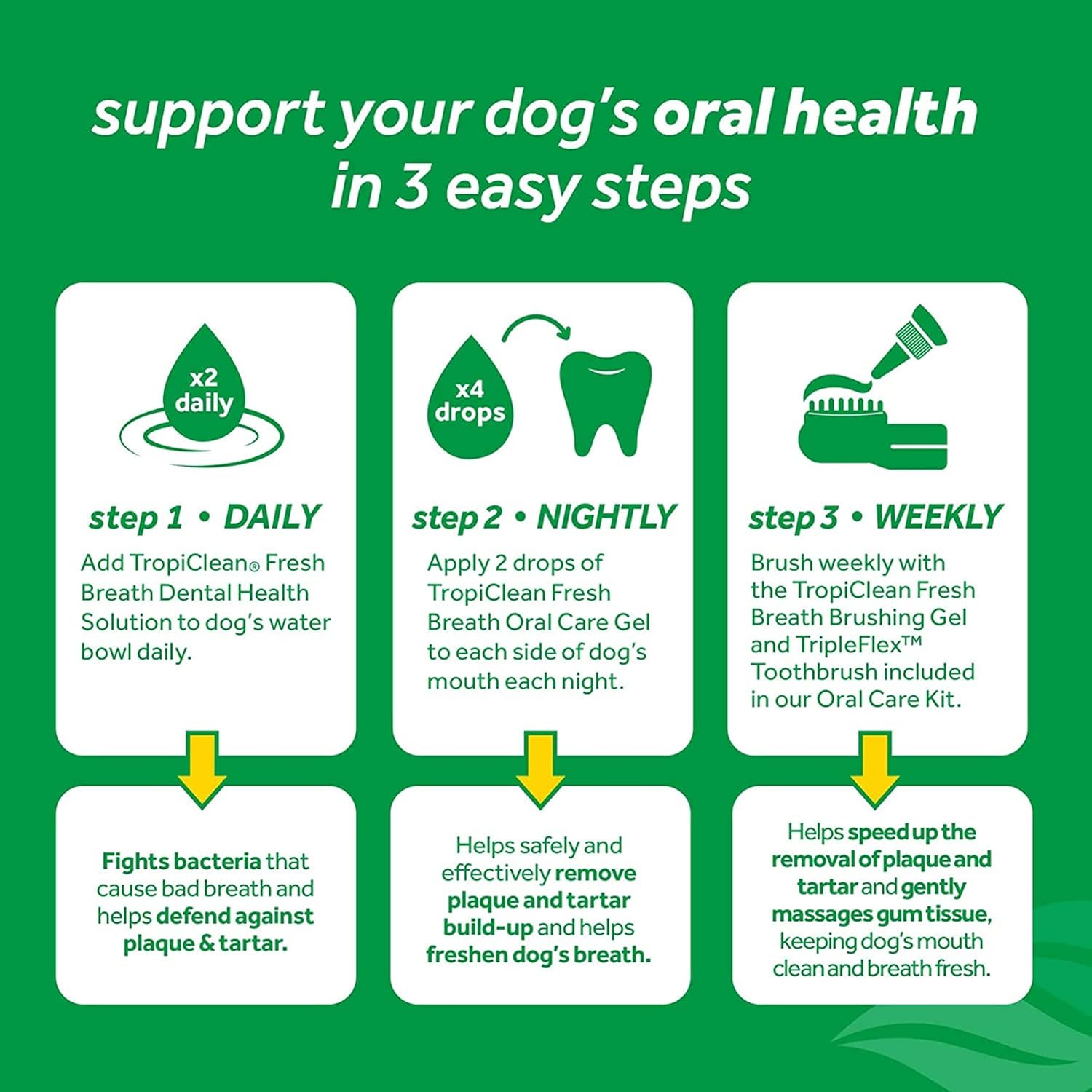 TropiClean Fresh Breath Dental Health Solution for Dogs, 16oz
