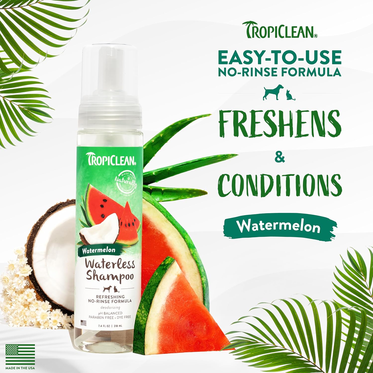 TropiClean Watermelon Waterless Shampoo, 7.4oz