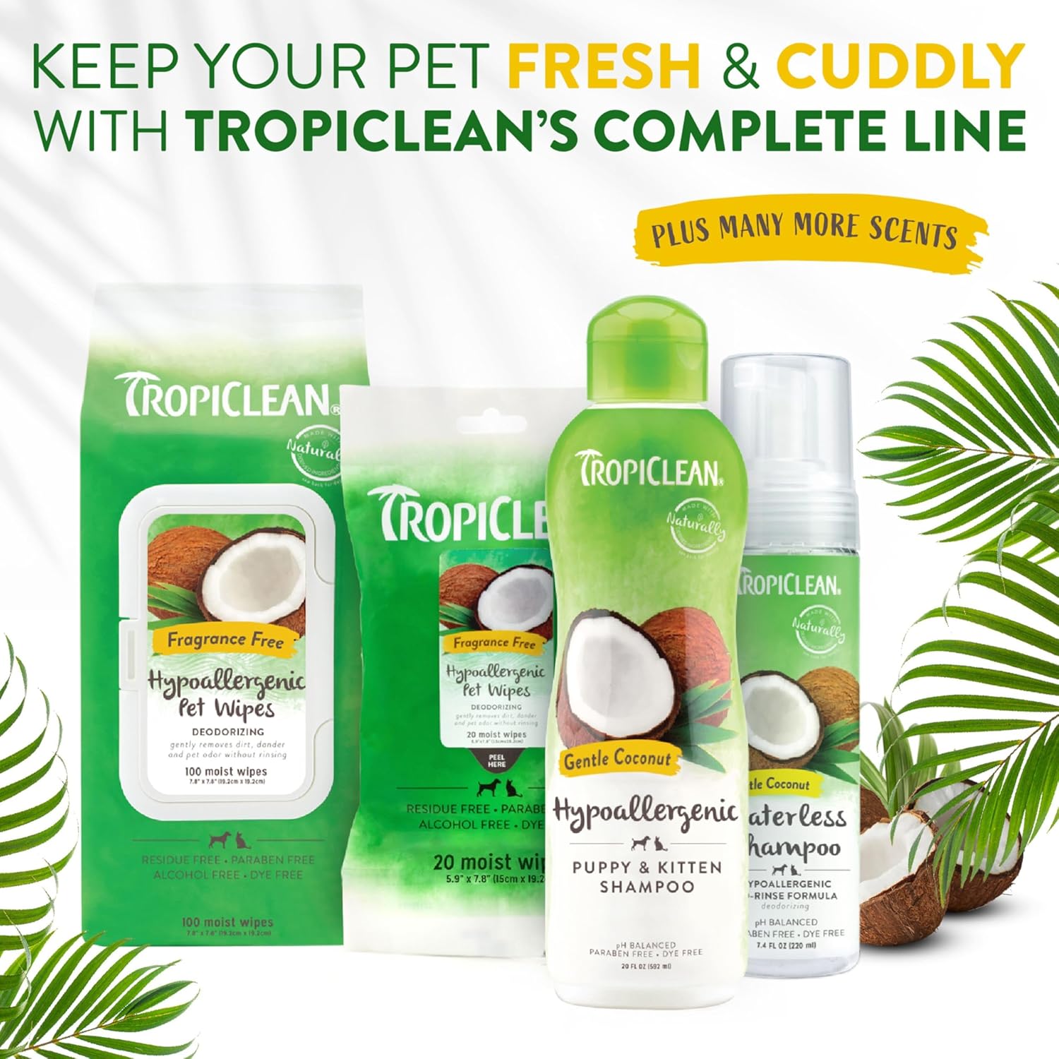 TropiClean Gentle Coconut Hypoallergenic Puppy and Kitten Shampoo, 12oz