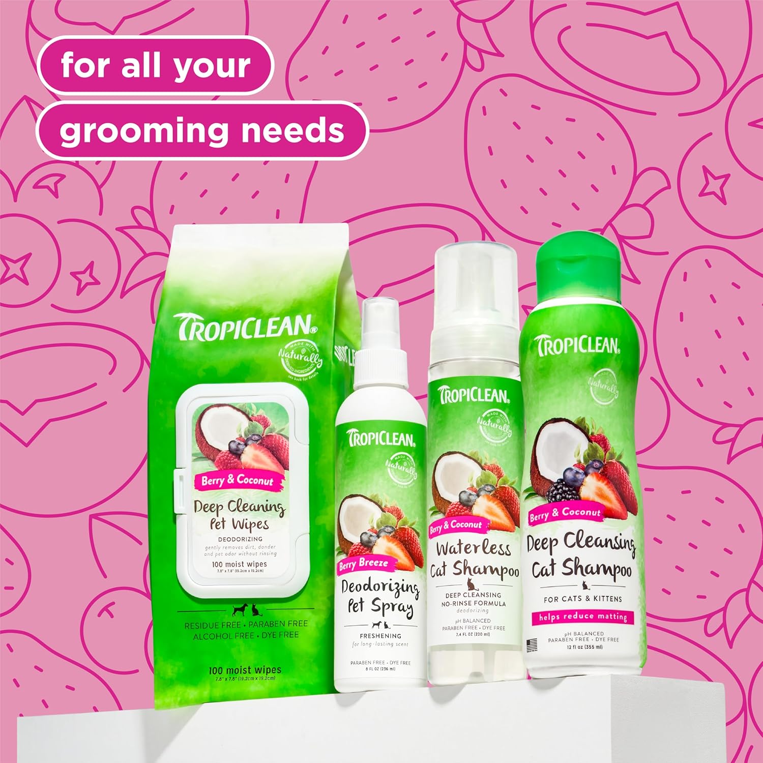 TropiClean Berry & Coconut Deep Cleansing Shampoo for Cats and Kittens, 12oz
