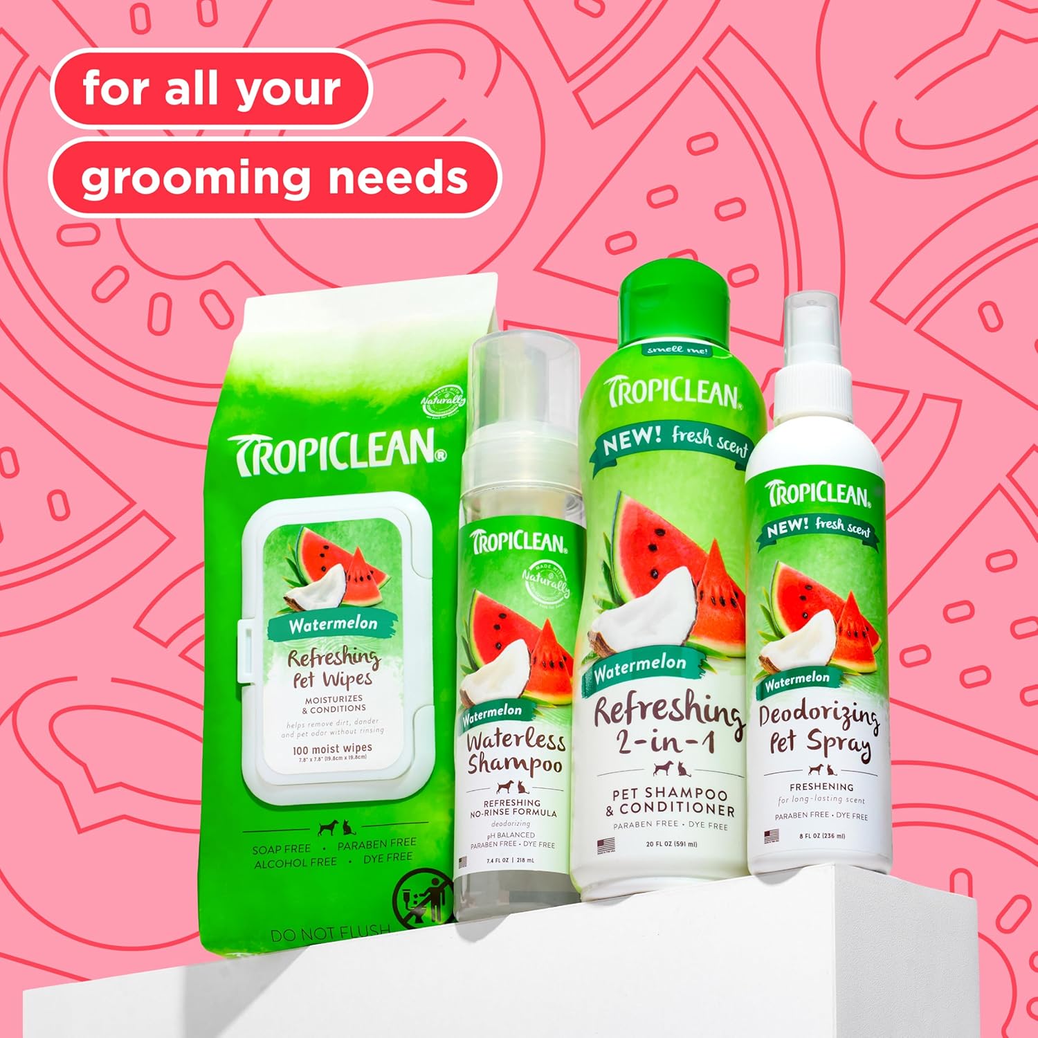 TropiClean Watermelon Refreshing 2-in-1 Pet Shampoo & Conditioner for pets, 1 gallon