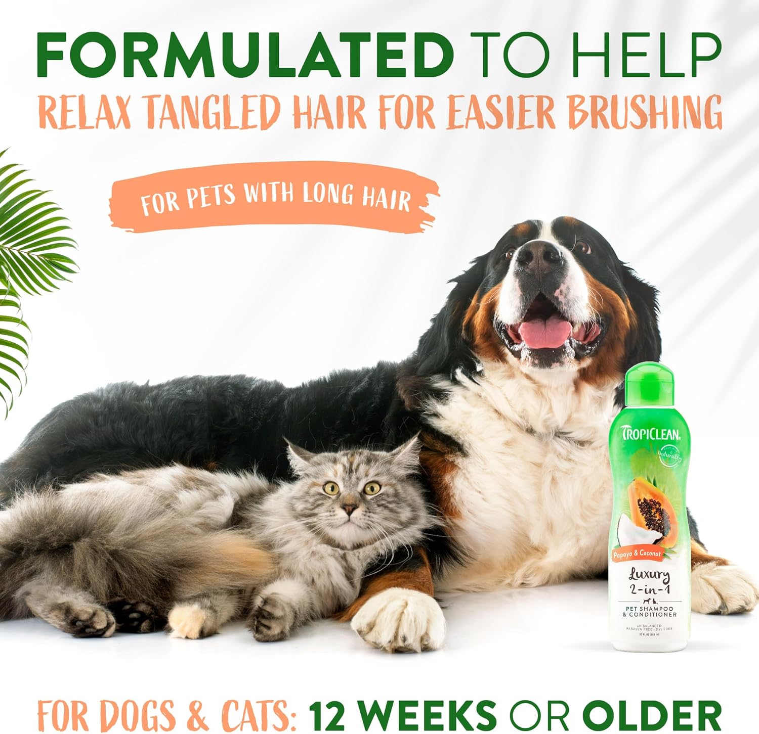 TropiClean Papaya & Coconut Luxury 2-in-1 Shampoo and Conditioner for Pets, 20oz