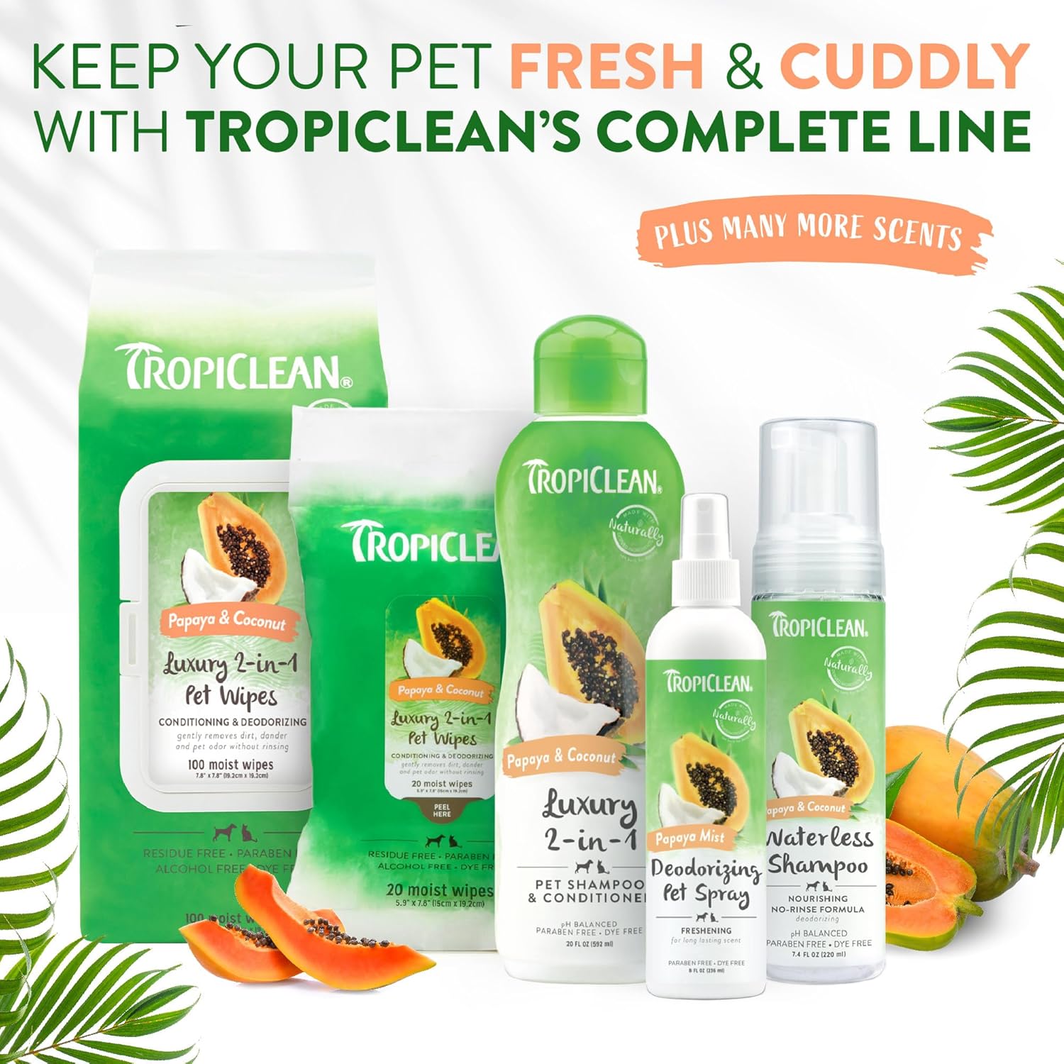 TropiClean Papaya & Coconut Luxury 2-in-1 Shampoo and Conditioner for Pets, 20oz