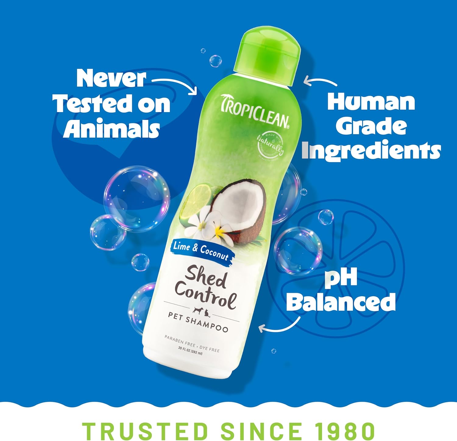 TropiClean Lime & Coconut Shed Control Shampoo for Pets, 20oz