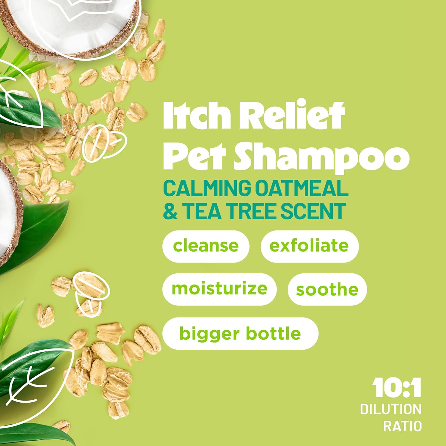 TropiClean Oatmeal & Tea Tree Medicated Itch Relief Shampoo for Pets, 1 gallon