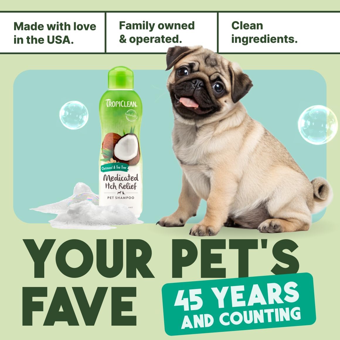 TropiClean Oatmeal & Tea Tree Medicated Itch Relief Shampoo for Pets, 20oz