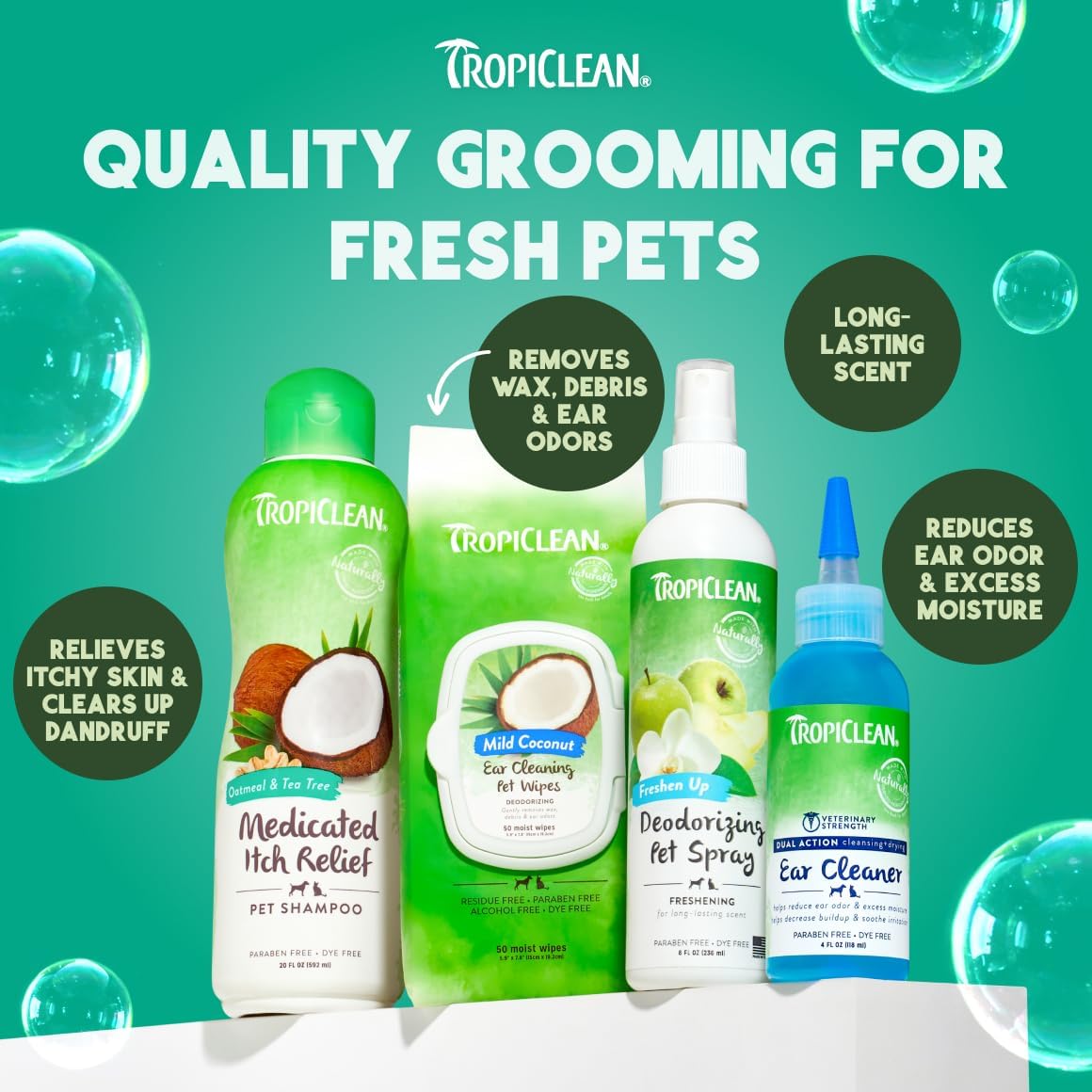 TropiClean Oatmeal & Tea Tree Medicated Itch Relief Shampoo for Pets, 20oz
