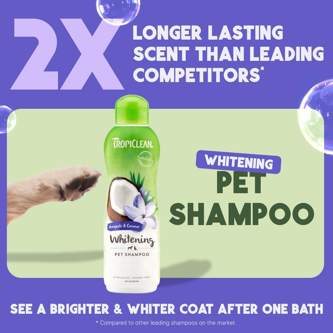 TropiClean Awapuhi & Coconut Whitening Shampoo for Pets, 20oz