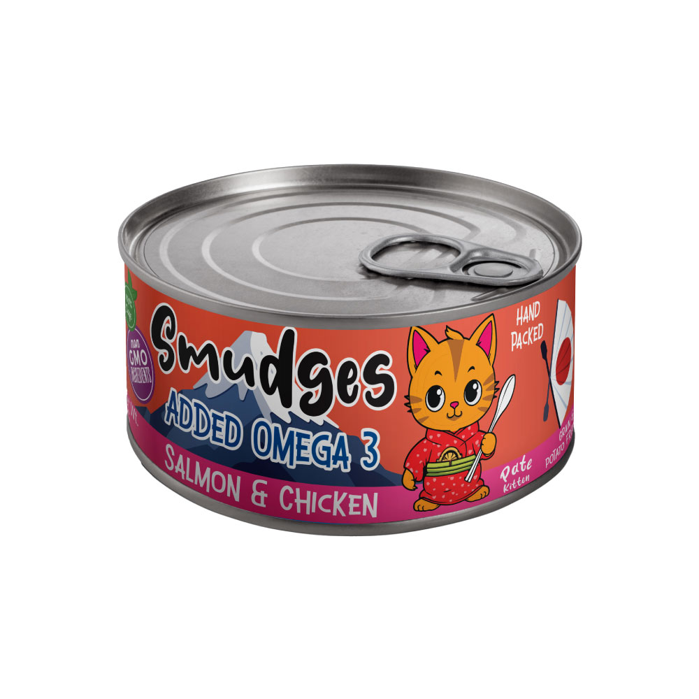 Smudges Kitten Salmon Pate Mixed with Shredded Chicken 60g Pack of 12