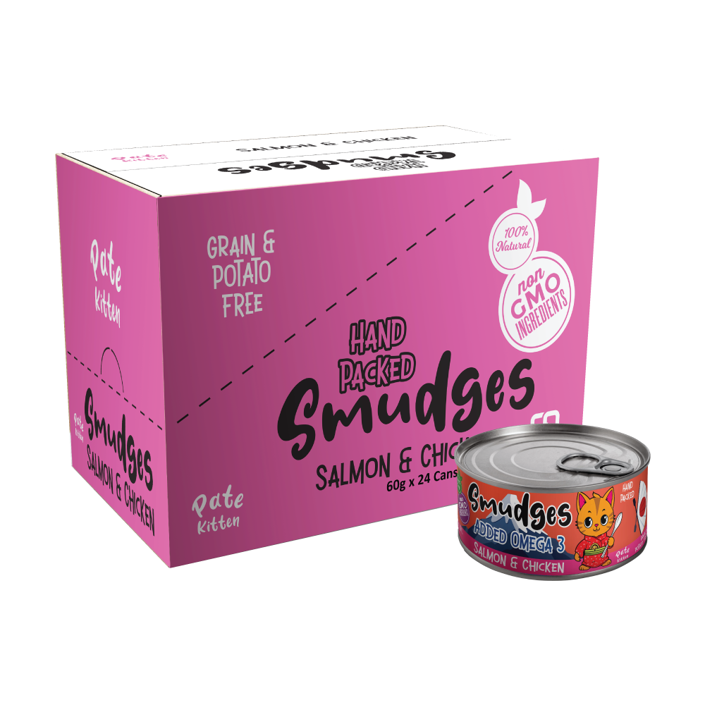 Smudges Kitten Salmon Pate Mixed with Shredded Chicken 60g Pack of 12
