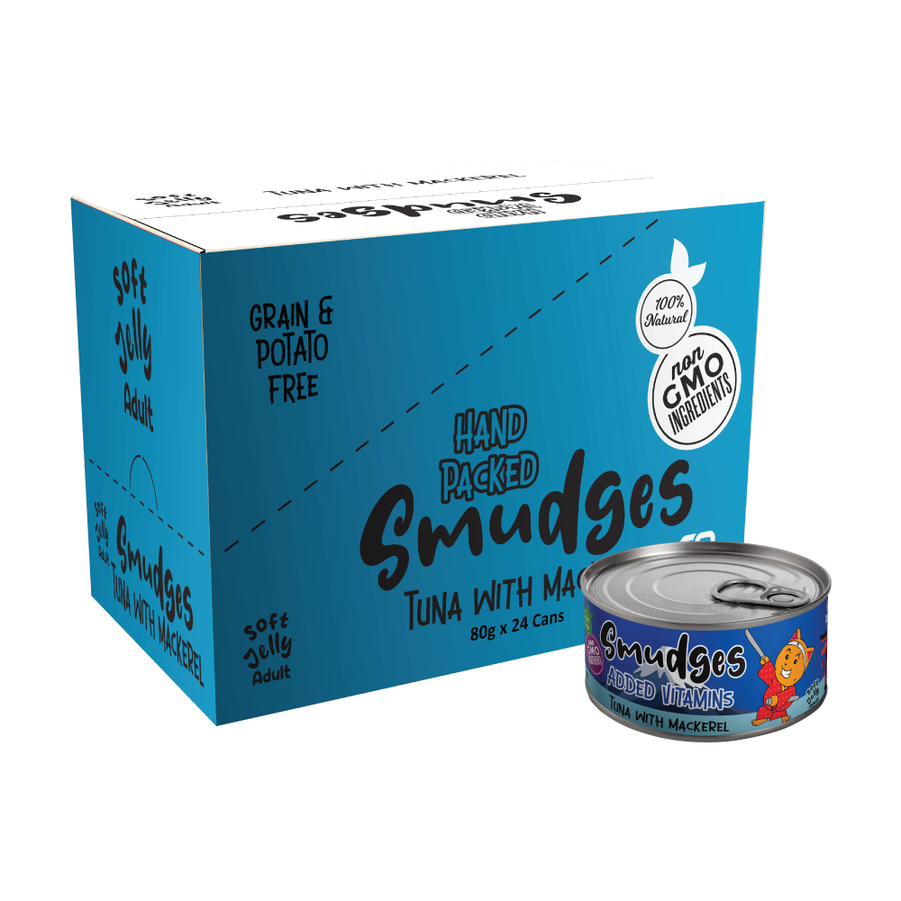 Smudges Adult Cat Tuna Flakes With Mackerel in Soft Jelly 80g Pack of 12