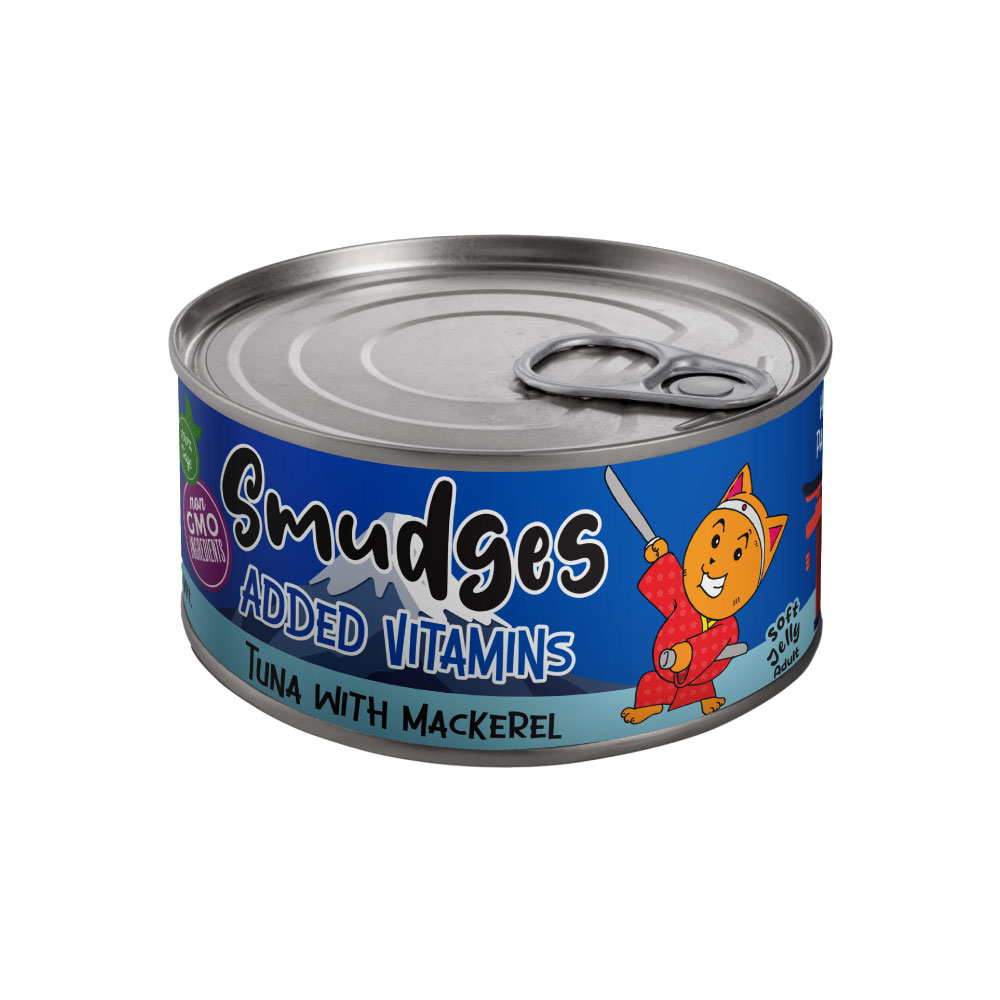 Smudges Adult Cat Tuna Flakes With Mackerel in Soft Jelly 80g Pack of 12