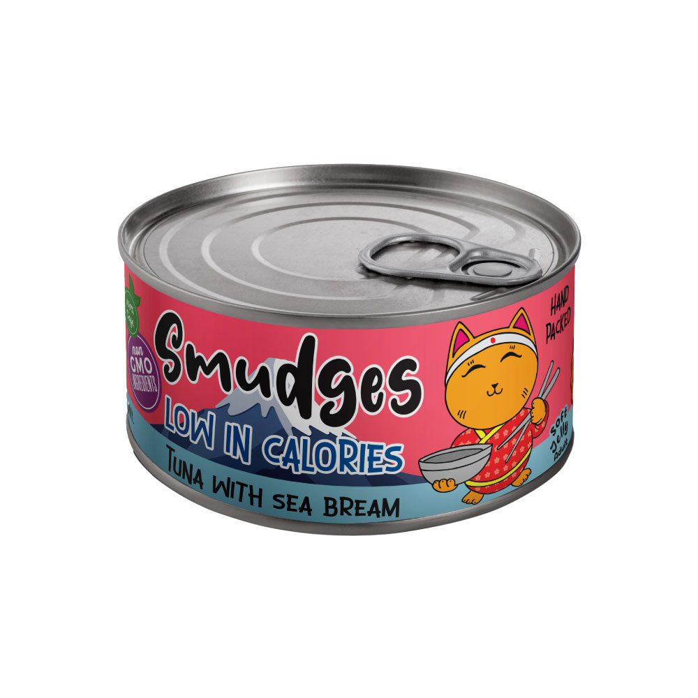 Smudges Adult Cat Tuna Flakes With Sea Bream in Soft Jelly 80g Pack of 12