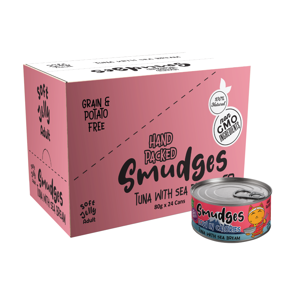 Smudges Adult Cat Tuna Flakes With Sea Bream in Soft Jelly 80g Pack of 12