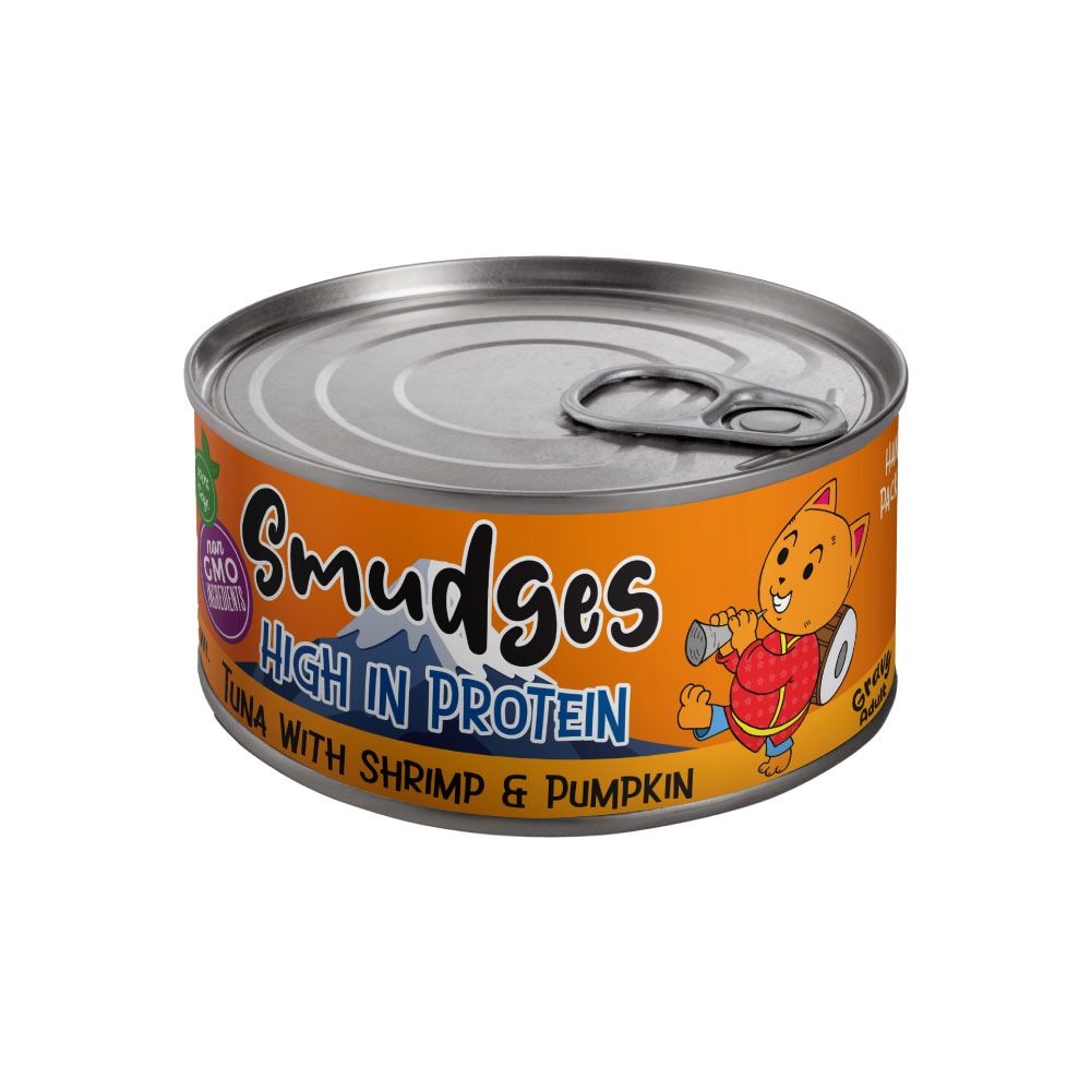 Smudges Adult Cat Tuna Flakes With Shrimp & Pumpkin in Gravy 80g Pack of 12