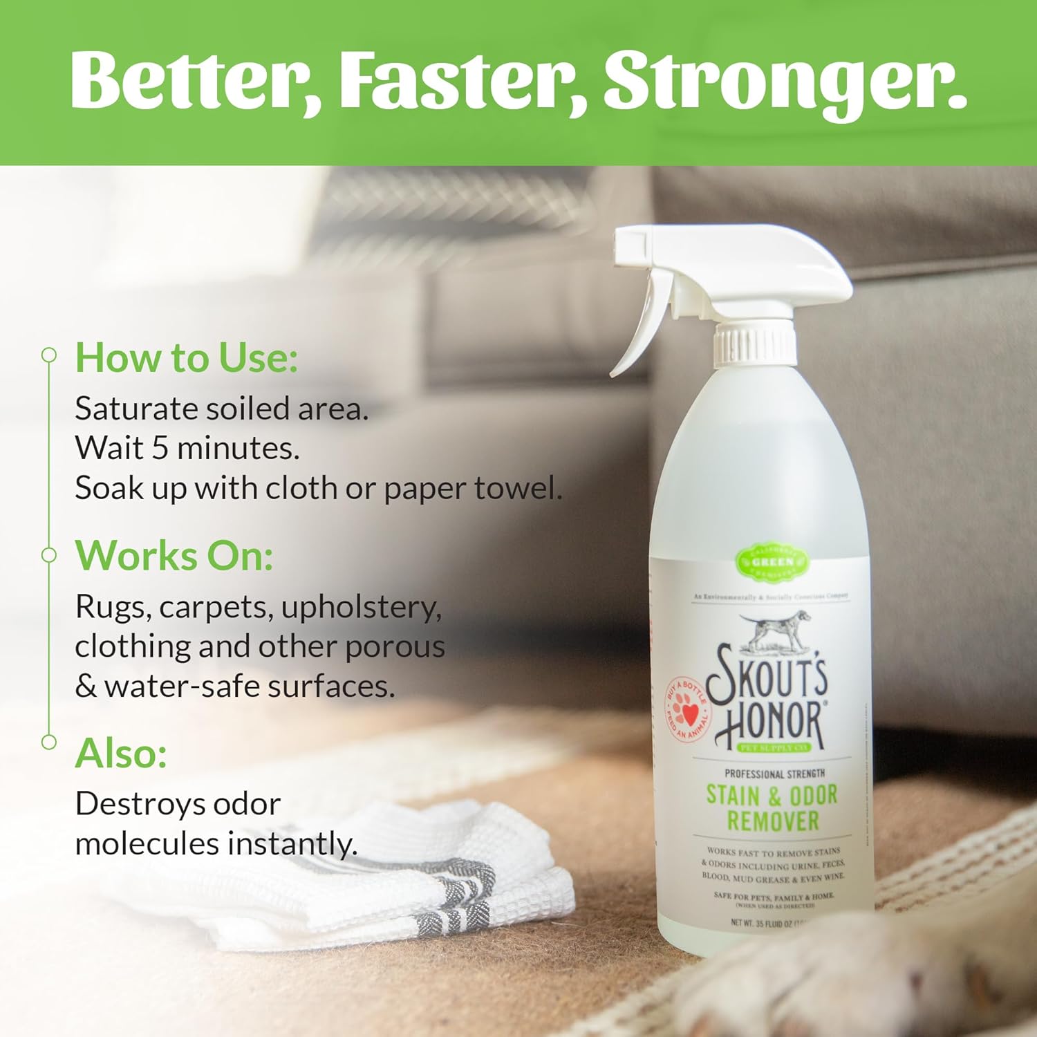 Skouts Honor Stain & Odor Remover  1 Liter Pet Essentials