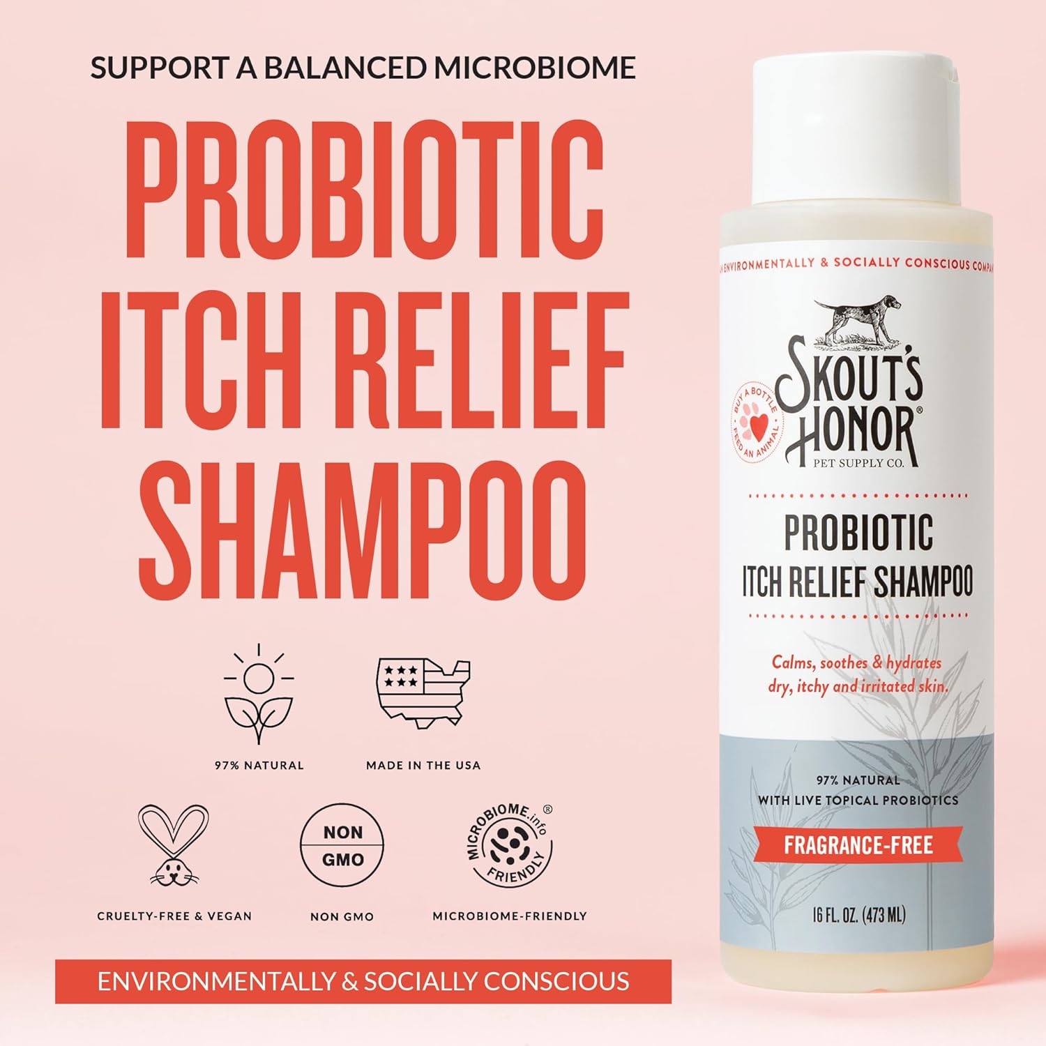 Skouts Honor Probiotic Itch Relief Shampoo  475ML/16Oz Pet Essentials & Wellness