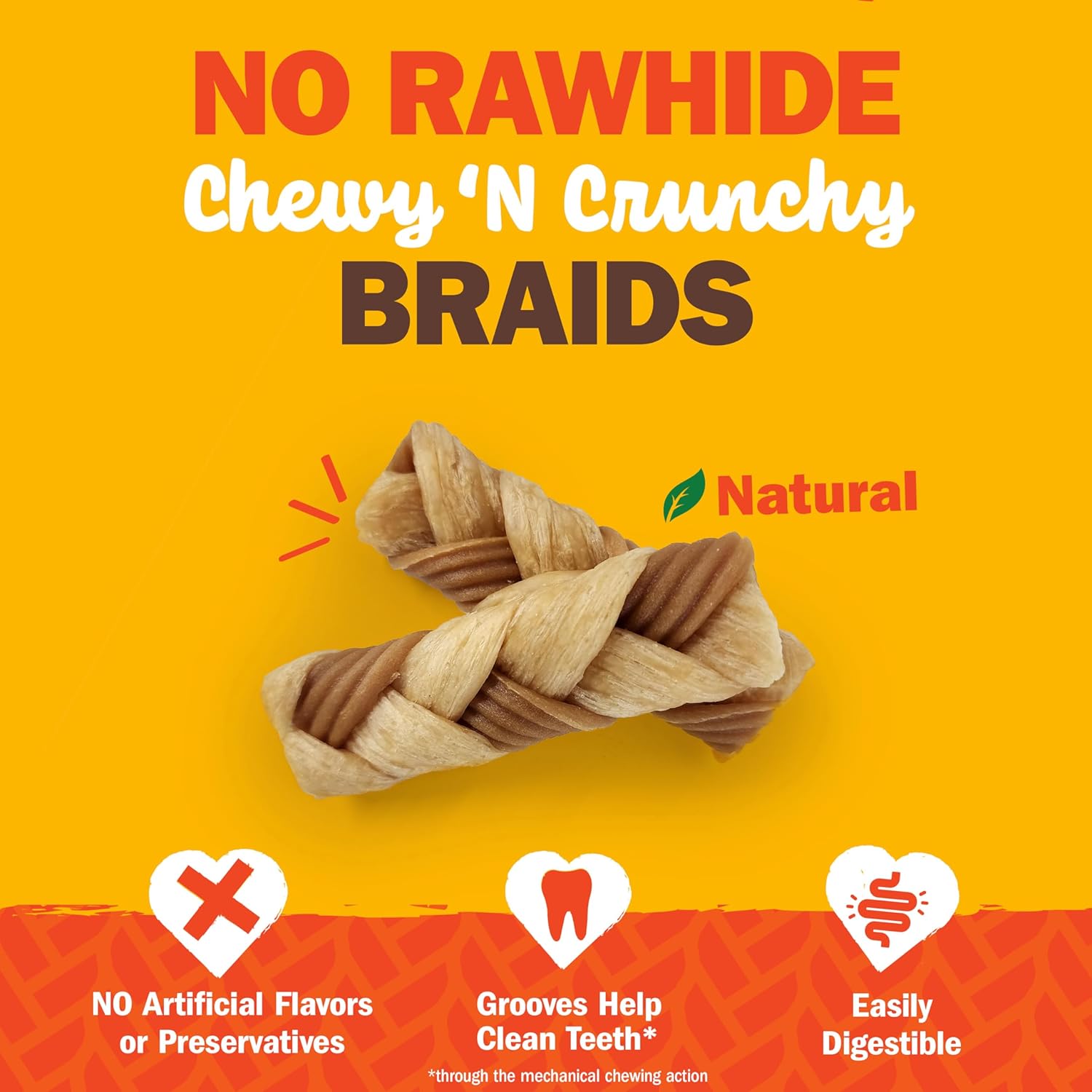 Cadet 3 pk Medium Chewy N Crunchy Braids Dog Treats & Chews