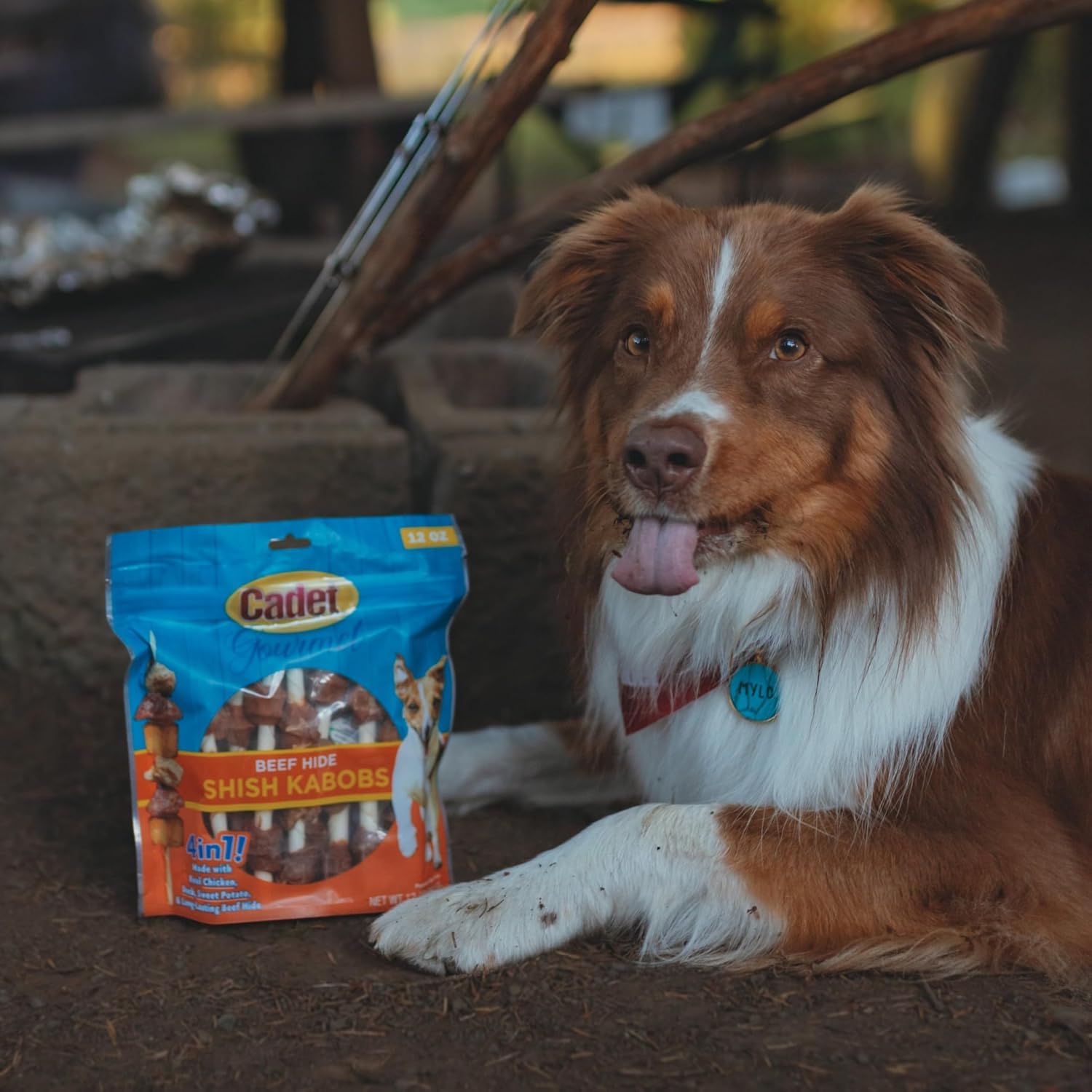 Cadet 4 oz. Beef Hide Shish Kabobs 
(Rawhide Twist Sticks wrapped in Chicken, Duck & Sweet Potato)  Dog Treats & Chews