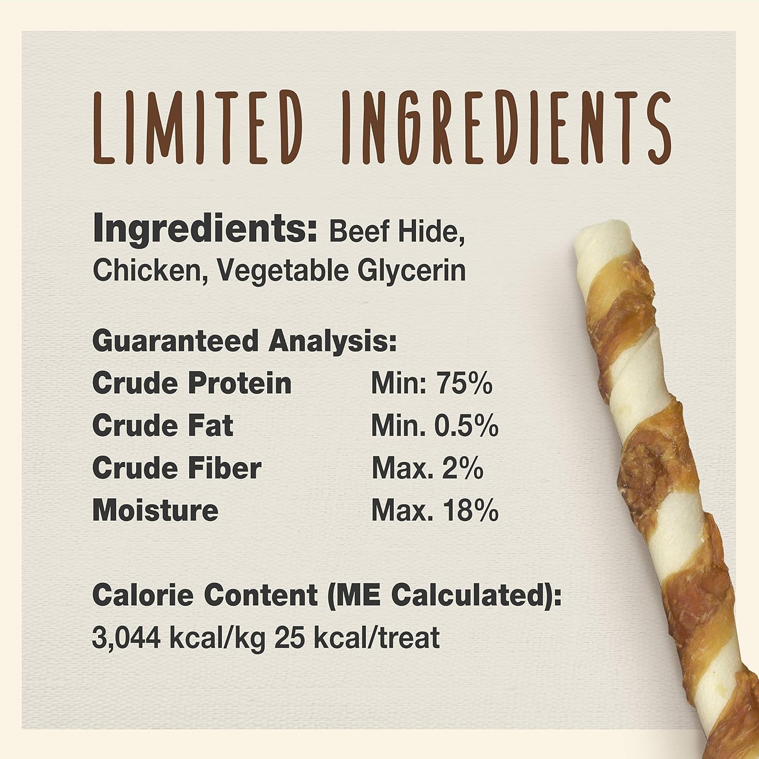 Cadet 6 pk. Large Beef Hide (Rawhide) and Chicken Twists Dog Treats & Chews