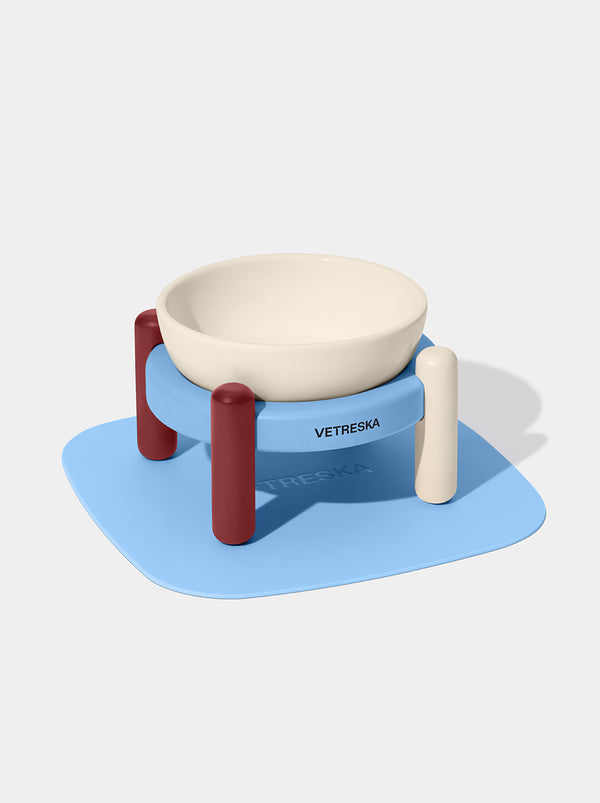 VETRESKA Mist and Merlot Pet Bowl & Mat Set (S)