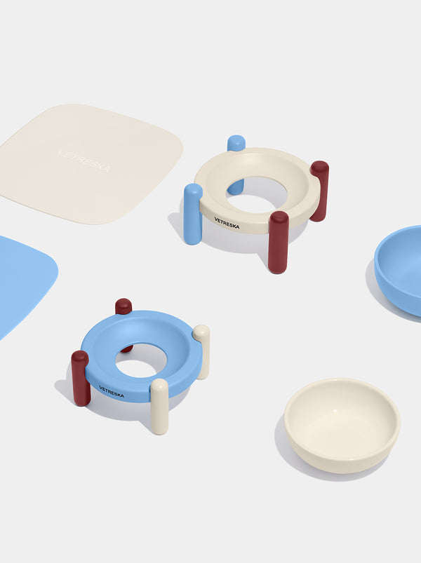 VETRESKA Mist and Merlot Pet Bowl & Mat Set (M)