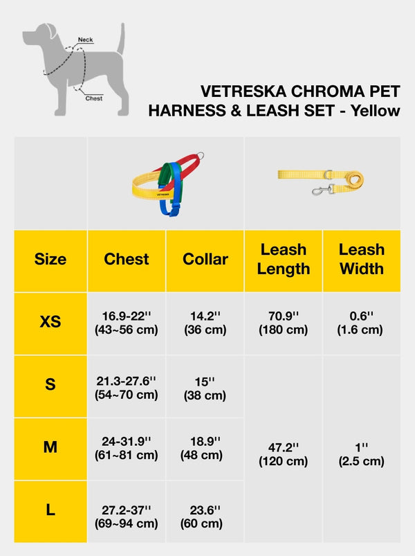VETRESKA Chroma Pet Harness & Leash Set-Yellow (M)