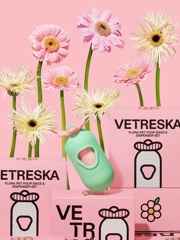 VETRESKA Flora Pet Poop Bags & Dispenser (1 Dispenser + 1 Roll)