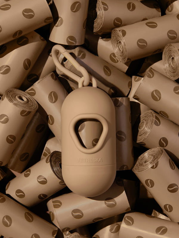 VETRESKA Coffee Pet Poop Bags & Dispenser (1 Dispenser + 1 Roll)