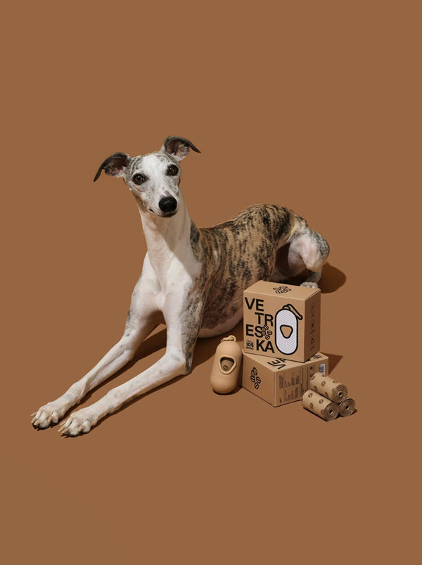 VETRESKA Coffee Pet Poop Bags & Dispenser Set (1 Dispenser + 7 Rolls)