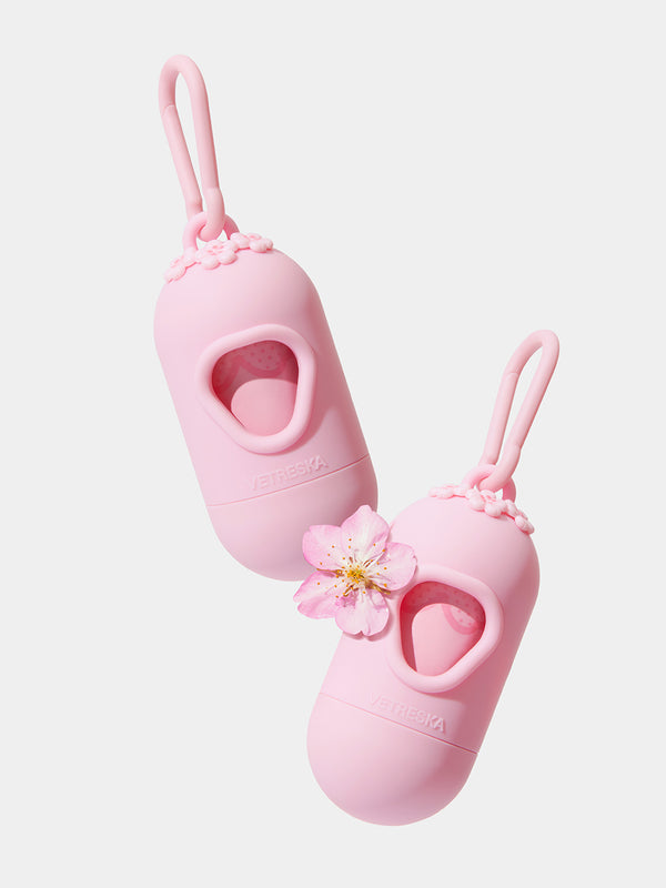 VETRESKA Cherry Blossom Pet Poop Bags & Dispenser (1 Dispenser + 1 Roll)