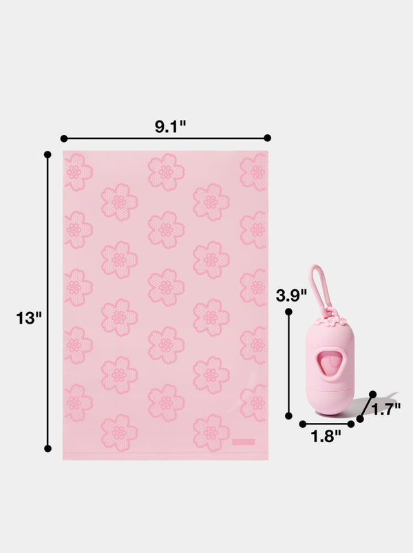 VETRESKA Cherry Blossom Pet Poop Bags & Dispenser (1 Dispenser + 1 Roll)