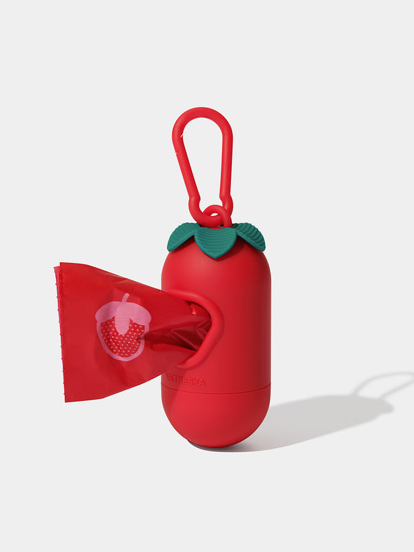 VETRESKA Strawberry Pet Poop Bags & Dispenser (1 Dispenser + 1 Roll)